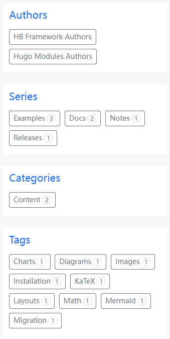 Blog sidebar taxonomies module’s separated sections