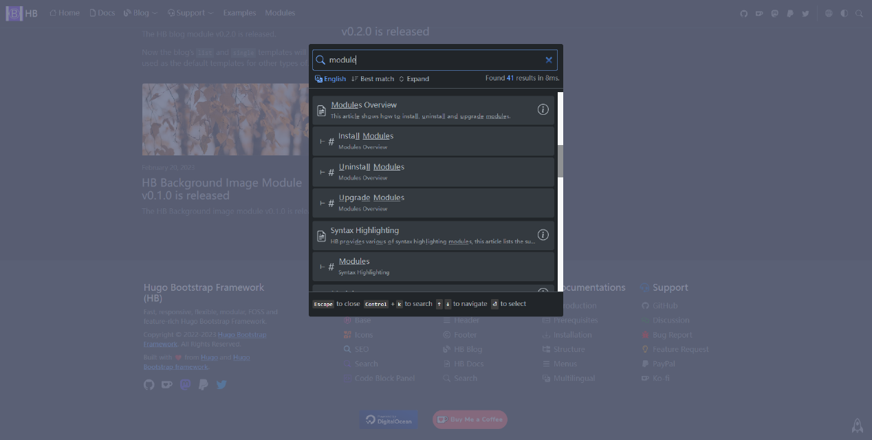 Search Module - Components - Modules - HB Framework