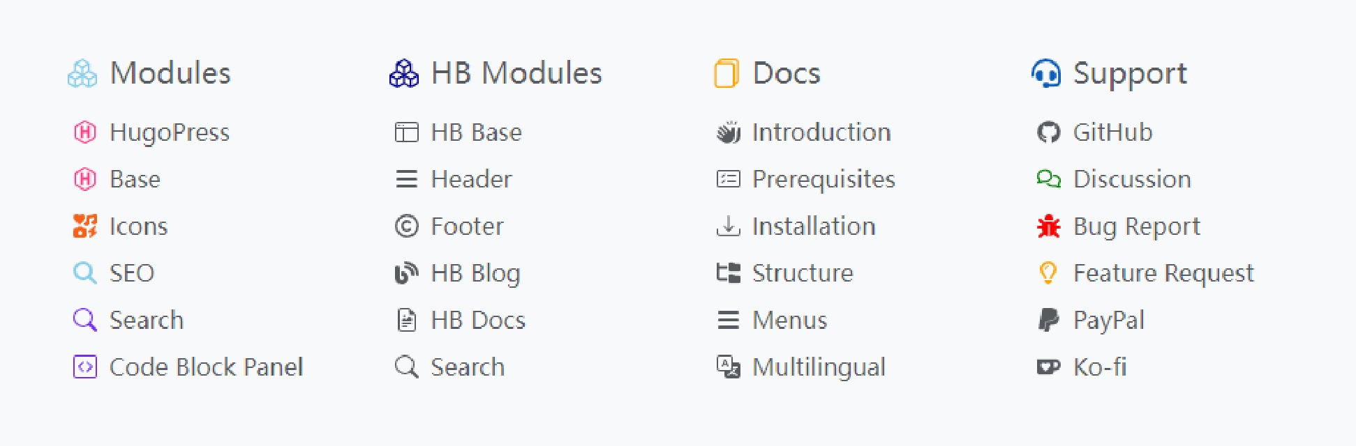 Footer Menus - Footer Module - Modules - HB Framework